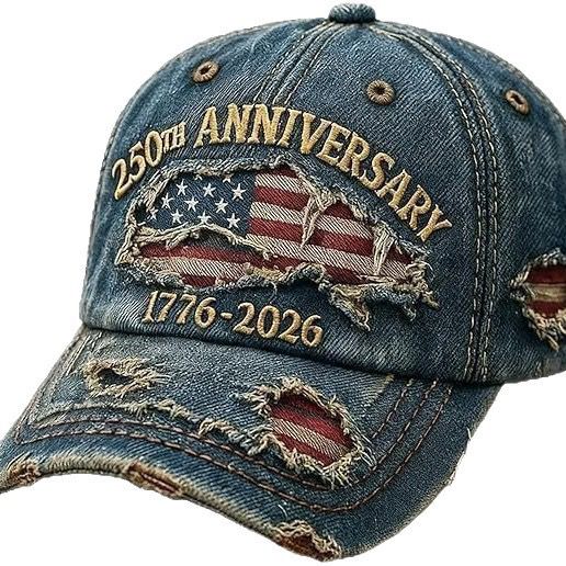 250th Anniversary Distressed Flag Rip Cap – Denim