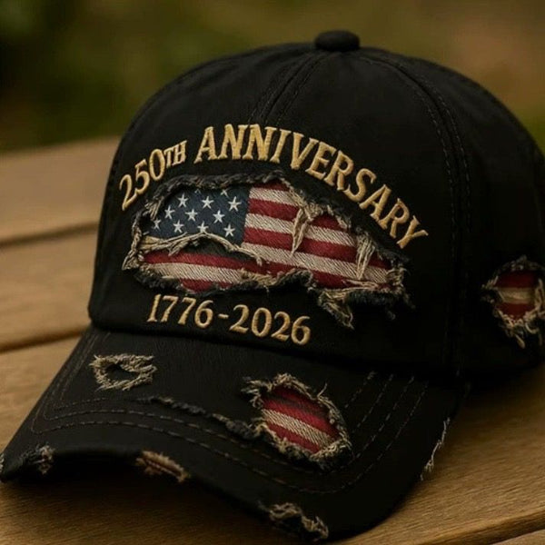 250th Anniversary Distressed Flag Rip Cap – Black