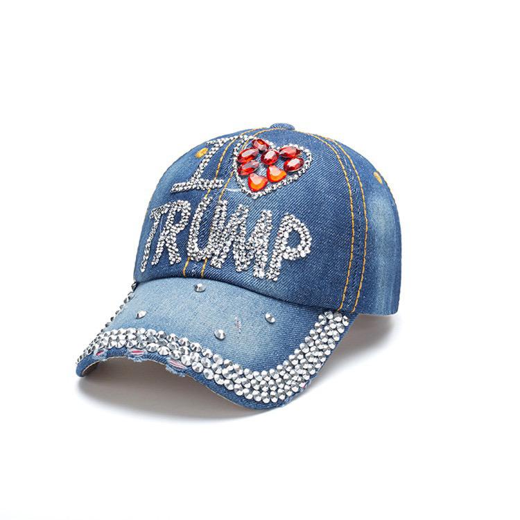 I Love Trump Rhinestone Cap – Denim