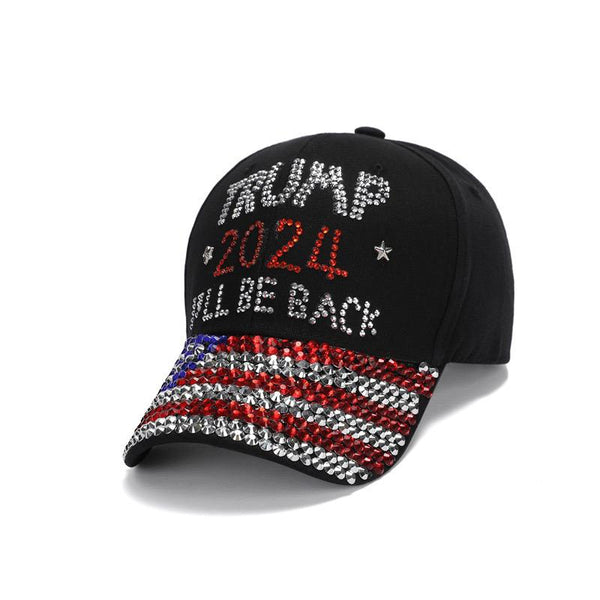 Trump 2024 Ill Be Back America Flag - Black