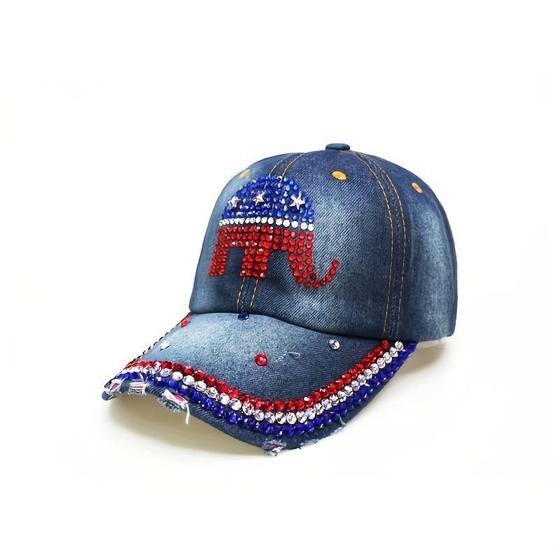 GOP Elephant Rhinestone Cap – Denim