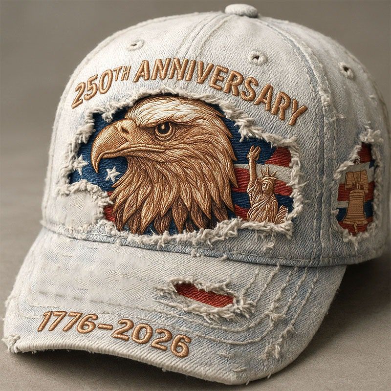 250th Anniversary Distressed Eagle & Liberty Cap – Light Denim