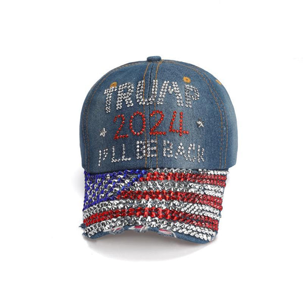 Trump 2024 Ill Be Back America Flag - Denim