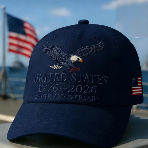 250th Anniversary Eagle & Flag Trucker Cap – Royal Blue