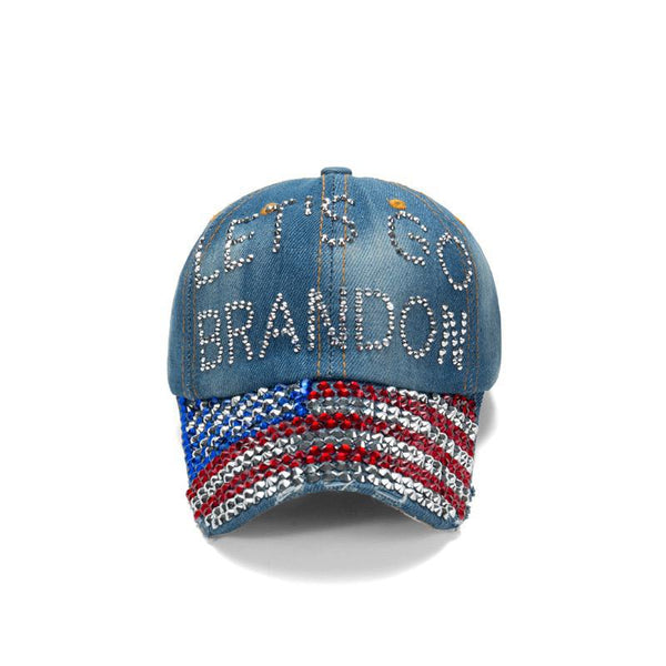 Let's Go Brandon Rhinestone Cap - Denim