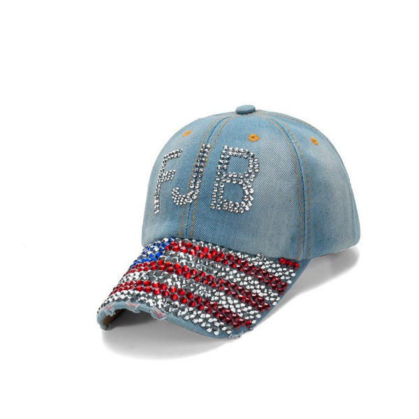 FJB America Rhinestone Flag Brim Cap - Denim